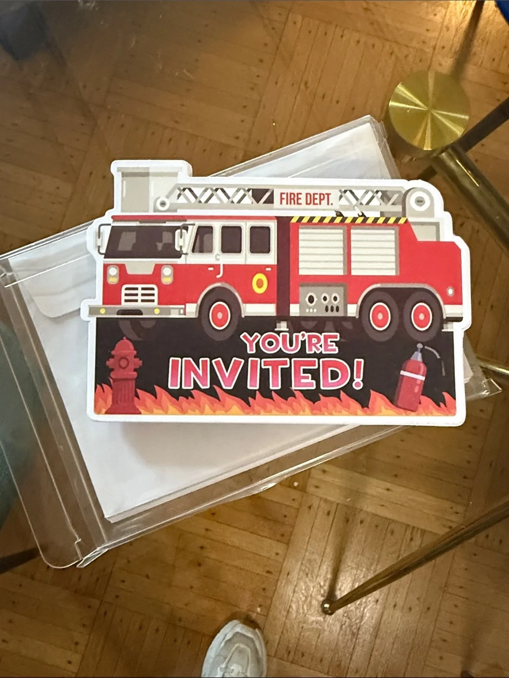 You're Invited! Red Fire Truck Party Invitations